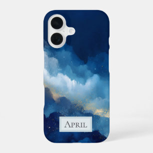 Blue, White & Gold Abstract  iPhone 16 Case
