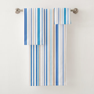 Blue white gold beach bathroom coastal bath towel set