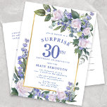 Blue White Gold Floral 30th Surprise Birthday Invitation Postcard<br><div class="desc">Honour a special person with this elegant and feminine birthday surprise party invitation postcard.</div>
