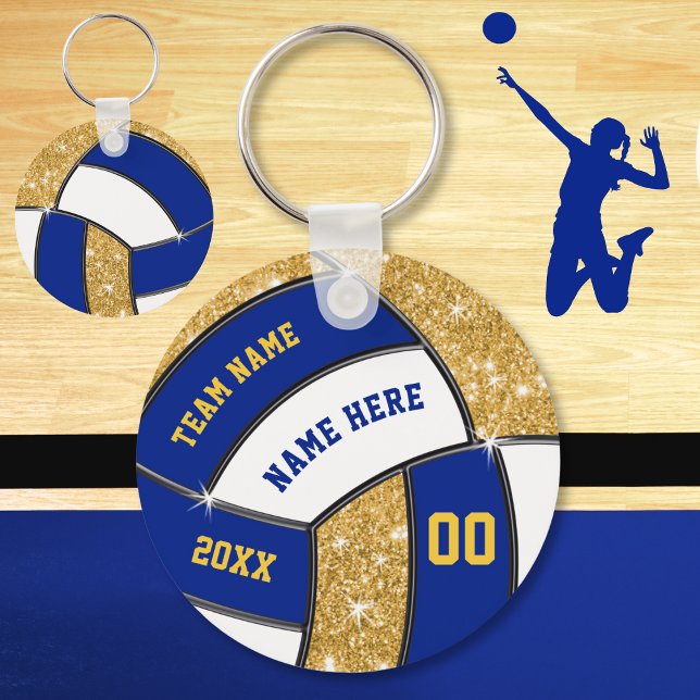 Blue White Gold, Volleyball Team Gifts, Volleyball Keychain (Cheap, Volleyball Souvenirs for Girls. Nice as, Volleyball party favors or cheap volleyball gifts.)