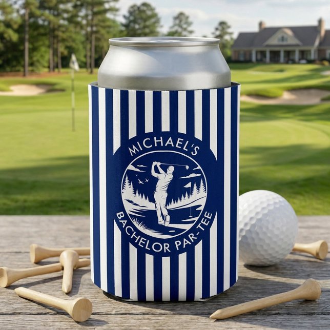 Blue & White Golf Bachelor Party Can Cooler (Creator Uploaded)