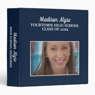 Blue White Graduation Photo High School Memories Binder