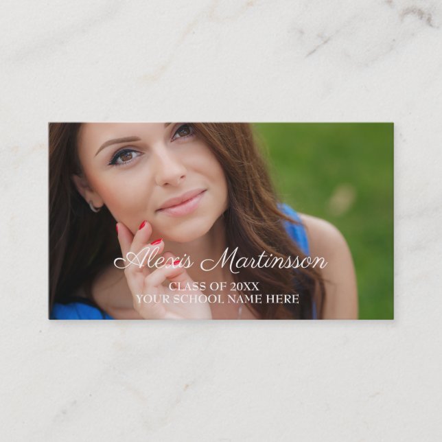 Blue White Graduation Photo Profile Insert Card (Front)