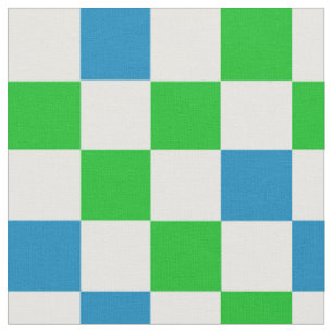 Blue White Green Chequered Design Fabric
