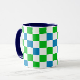 Blue White Green Chequered Design  Mug