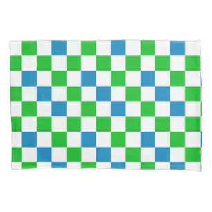 Blue White Green Chequered Design  Pillowcase