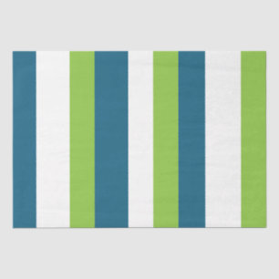 Blue White Green Vertical Stripes  Tissue Paper
