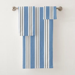 Blue white grey beach bathroom coastal bath towel set