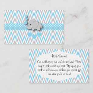 Blue White Grey Elephant Book Request Enclosure Card