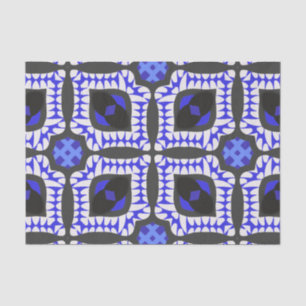 Blue White Grey Ethnic Boho African Tribal Pattern Tissue Paper