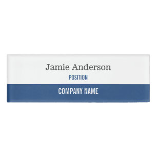 Blue White & Grey Professional Name Tag