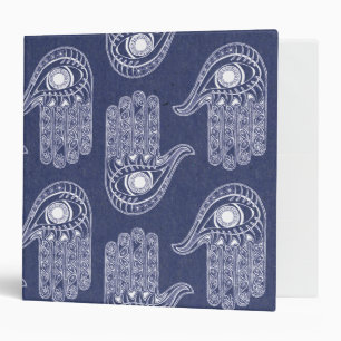 Blue & White Hamsa Hand Pattern / Evil Eye Defense Binder