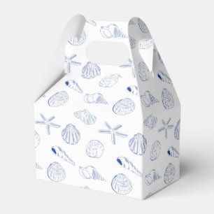 Blue White Hand Drawn Seashells Beach Summer Favor Box