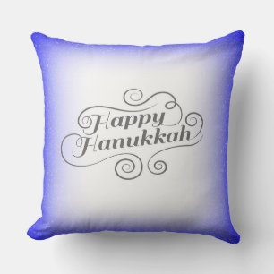 Blue White Hanukkah Spirit Throw Pillow