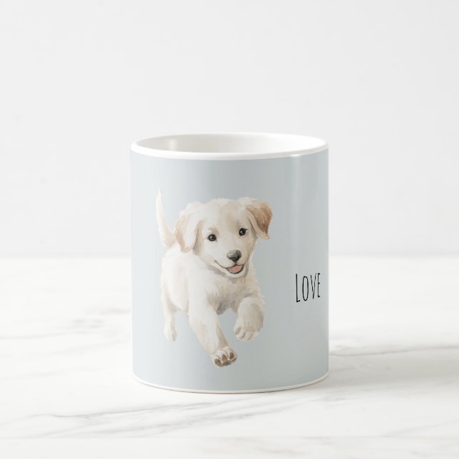 Blue White Happy Dog Coffee Mug (Center)