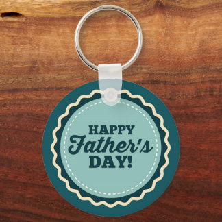 Blue White Happy Father's Day Dad Keychain