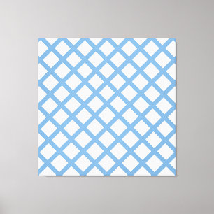 Blue White Harlequin Diamond Stripe Pattern Canvas Print
