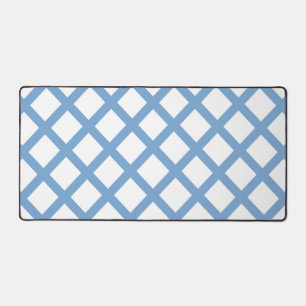 Blue White Harlequin Diamond Stripe Pattern Desk Mat