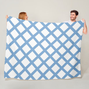 Blue White Harlequin Diamond Stripe Pattern Fleece Blanket