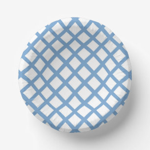 Blue White Harlequin Diamond Stripe Pattern Paper Plate