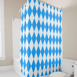 Blue White Harlequin Diamonds Checkers Design 
