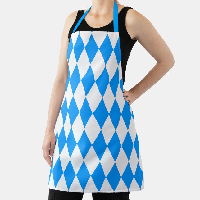 Blue White Harlequin Diamonds Checkers Design  Apron (Creator Uploaded)