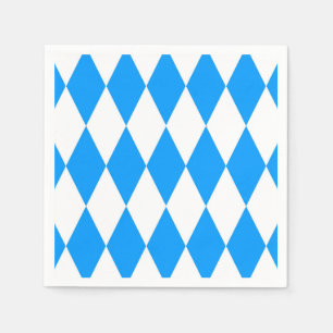 Blue White Harlequin Diamonds Checkers Design Napkin