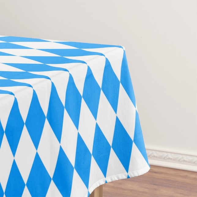 Blue White Harlequin Diamonds Checkers Design  Tablecloth (Creator Uploaded)
