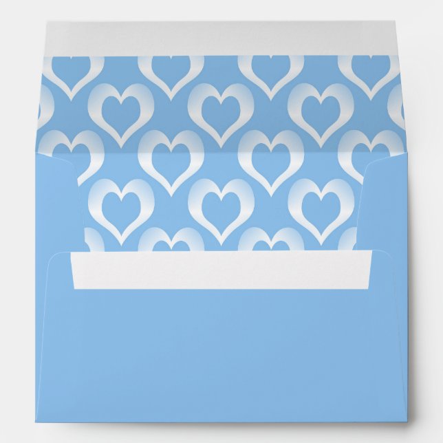 Blue White Hearts Pattern Envelope (Back (Bottom))