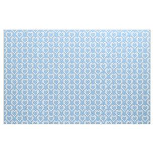 Blue White Hearts Pattern Fabric