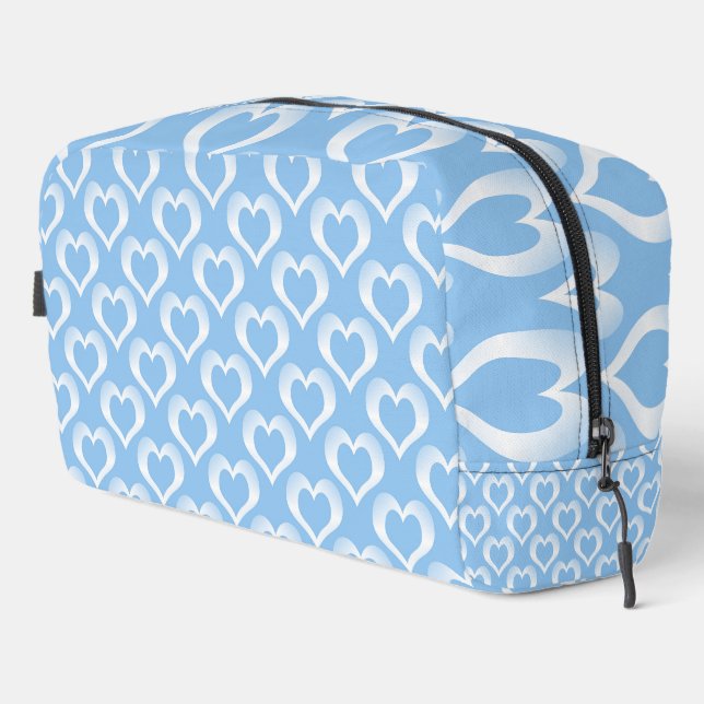 Blue White Hearts Pattern Toiletry Bag (Right Corner)