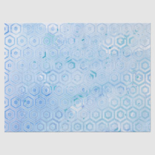 Blue White Hexagon Modern Watercolor Wash Pattern Tissue Paper