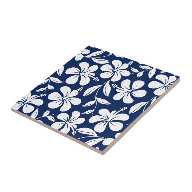 Blue & white hibiscus tile (Side)