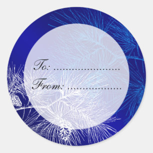 Blue White Holiday Custom Gift Tag Stickers