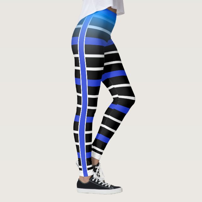 Blue/White Horizontal Stripe Choose Your Own Colou Leggings (Right)