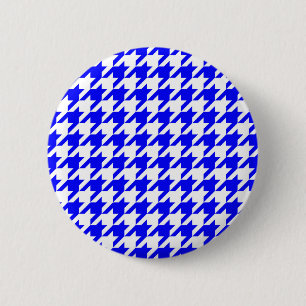 Blue White Houndstooth Check 2 Inch Round Button