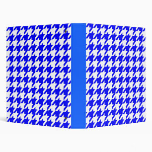 Blue White Houndstooth Check Binder