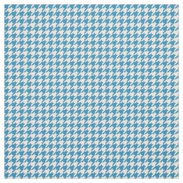 Blue White Houndstooth Pattern Fabric (Swatch)