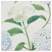 Blue White Hydrangea Garden Pattern