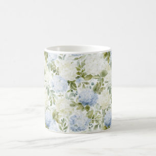 Blue White Hydrangea Romantic Floral Bridal Shower Coffee Mug