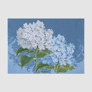 Blue White Hydrangea  Vintage Damask Tissue Paper