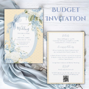 Blue White Hydrangeas Elegant Budget Wedding Invitation