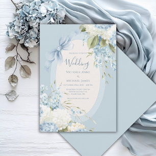 Blue White Hydrangeas Vintage Elegant Wedding Invi Invitation