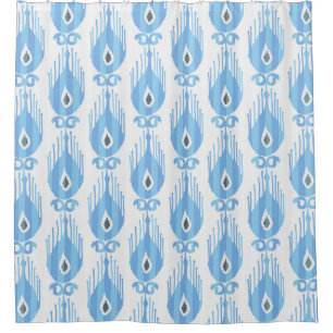 Blue White Ikat Pattern Design