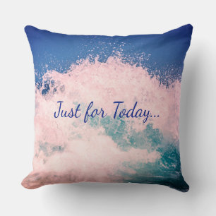 Blue / White Inspirational wave design Throw Pillow