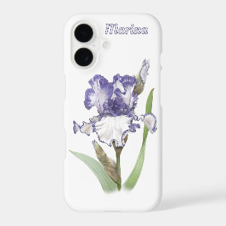 Blue White Iris Flower Botanical Art Personalized