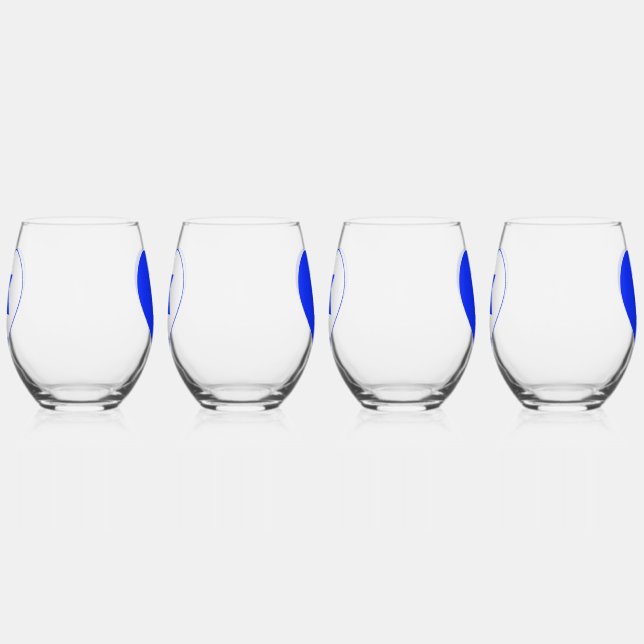 Blue & White K-Heart Stemless Wine Glasses (Right)