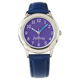 Blue & White Kid's, Name, Blue Strap Wrist Watch