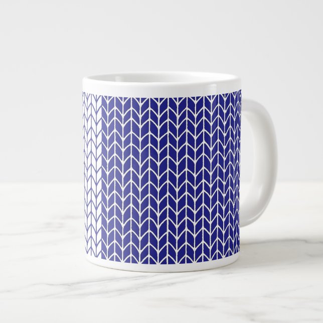BLUE & WHITE KNIT Big White Mug (Front Right)