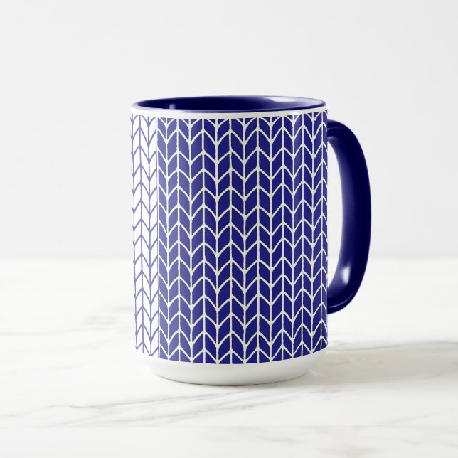 BLUE & WHITE KNIT Navy Combo Mug (Front Right)